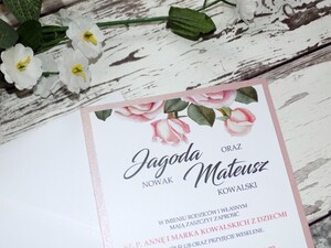 Zaproszenia ślubne jednokartkowe Pudrowa Róża