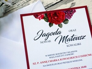 Zaproszenia ślubne jednokartkowe czerwona róża bez AW-ZI03