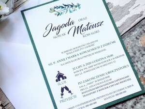 Zaproszenia ślubne jednkartkowe Gałązka Eukaliptusa