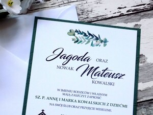 Zaproszenia ślubne jednkartkowe Gałązka Eukaliptusa