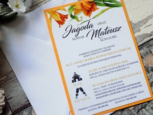 Zaproszenia ślubne jednokartkowe Żonkile