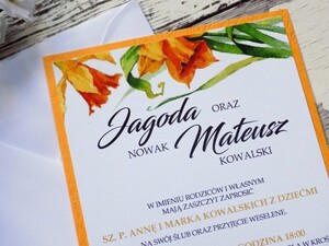 Zaproszenia ślubne jednokartkowe Żonkile