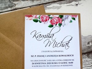 Zaproszenia ślubne jednokartkowe pudrowe róże