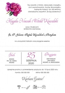 Zaproszenia ślubne wianek piwonia fuksja AW-ZZ2