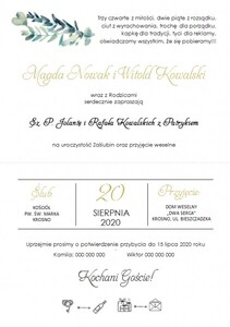 Zaproszenia ślubne rustykalne wianek eukaliptus AW-ZZ3