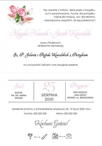 Zaproszenia ślubne rustykalne róże i pióra AW-ZZ4