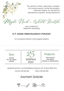 Zaproszenia ślubne minimalistyczne Białe Kwiaty