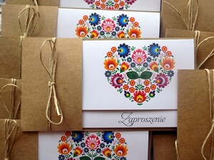 Zaproszenia ślubne Folkowe Serducho