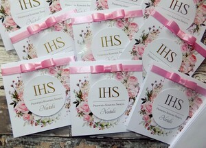 Zaproszenia na Pierwszą Komunię Świętą, Chrzest Święty Pudrowa Róża