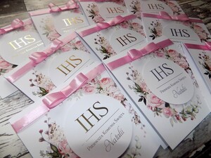 Zaproszenia na Pierwszą Komunię Świętą, Chrzest Święty Pudrowa Róża