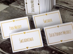 Złocone winietki ślubne Elegankie Serduszko