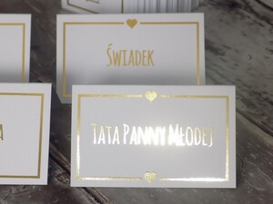 Złocone winietki ślubne Elegankie Serduszko