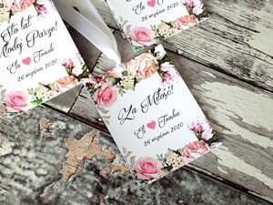 Zawieszki na alkohol weselny Pudrowe Róże