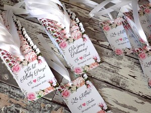 Zawieszki na alkohol weselny Pudrowe Róże