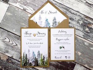 Zaproszenia ślubne rustykalne Las