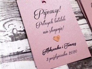 Zawieszki na alkohol weselny Pudrowe Serce