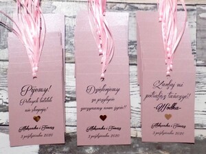 Zawieszki na alkohol weselny Pudrowe Serce