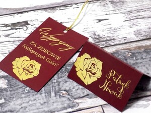 Zawieszki na alkohol złocone bordowa róża AW-WBR1