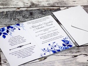 Zaproszenia kwiatowe chabrowa róża AW-ZCHR