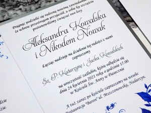 Zaproszenia kwiatowe chabrowa róża AW-ZCHR