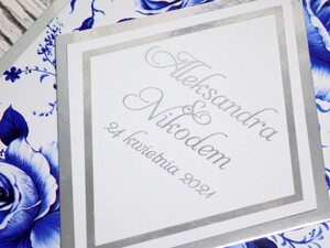 Zaproszenia kwiatowe chabrowa róża AW-ZCHR