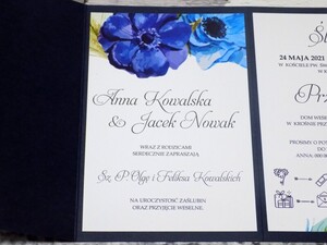 Zaproszenia kopertowe granatowo srerbrne AW-ZKS