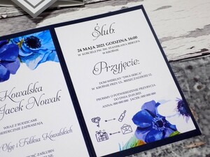 Zaproszenia kopertowe granatowo srerbrne AW-ZKS