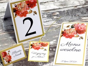 Numery stołów czerwona hortensja AW-ZCH1