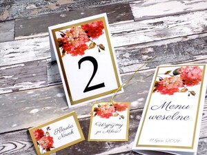 Winietki ślubne Czerwona Hortensja