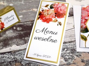 Menu weselne czerwona hortensja AW-ZCH4