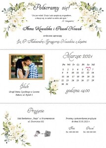 Zaproszenia ślubne ze zdjęciem Białe Róże