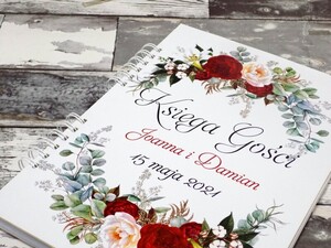 Księga Gości z ankietą czerwona róża