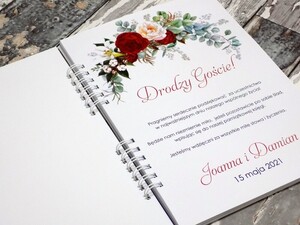 Księga Gości z ankietą czerwona róża