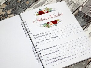 Księga Gości z ankietą czerwona róża