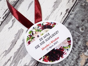 Zawieszki na alkohol weselny Bordowa Dalia Marshala