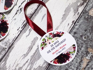 Zawieszki na alkohol weselny Bordowa Dalia Marshala