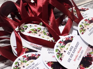 Zawieszki na alkohol weselny Bordowa Dalia Marshala