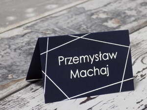 Winietki ślubne granatowe srebrzone Geometryczne
