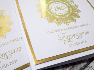 Zaproszenia na Pierwszą Komunię Świętą Złota Hostia