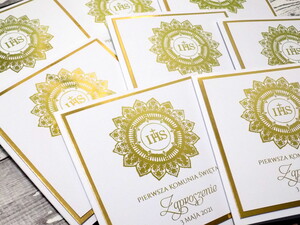 Zaproszenia na Pierwszą Komunię Świętą Złota Hostia