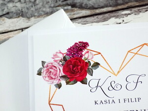 Zaproszenie geometryczne serce - róża AW-GSR