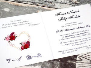 Zaproszenie geometryczne serce - róża AW-GSR