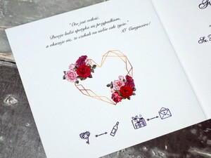 Zaproszenie geometryczne serce - róża AW-GSR