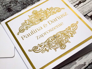 Zaproszenia ślubne eleganckie Złoty Ornament