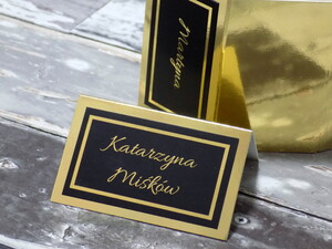 Winietki ślubne eleganckie Złoto Czarne