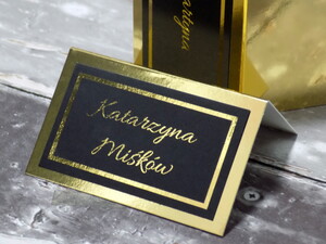 Winietki ślubne eleganckie Złoto Czarne