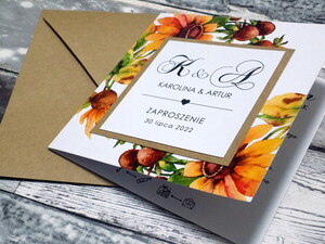 Zaproszenia ślubne rustykalne Żółte Słoneczniki