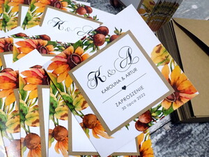 Zaproszenia ślubne rustykalne Żółte Słoneczniki