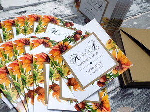 Zaproszenia ślubne rustykalne Żółte Słoneczniki