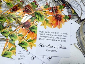 Zawieszki na alkohol weselny Żółte Słoneczniki